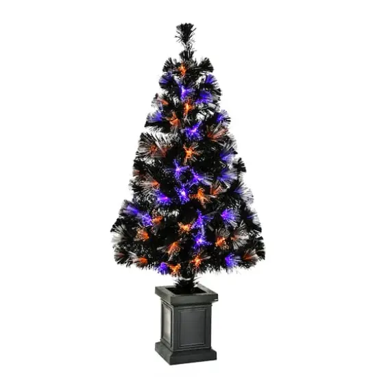 48'' Black Fiber Optic Halloween Entrance Tree {1}