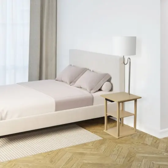 Simple Designs 57" 2 Tier Floor Lamp with USB & Outlet Tan {6}