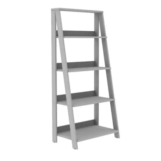 Walker Edison 55" Gray Modern Ladder Bookshelf {1}
