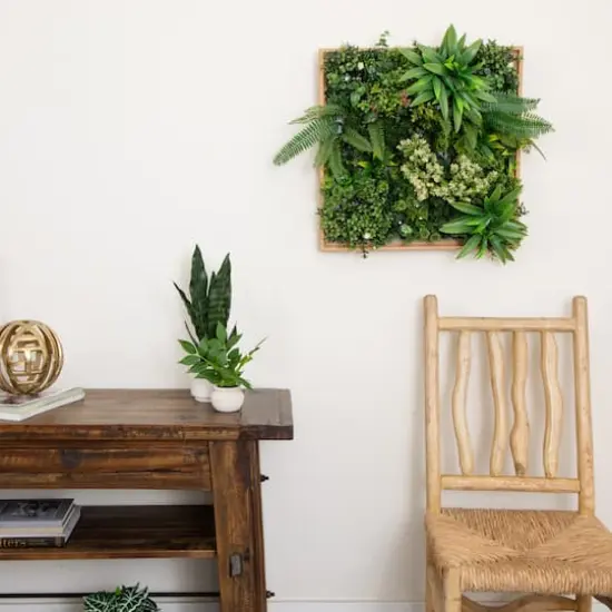 20" Framed Queensland Rainforest Artificial Living Wall Art Panel {6}