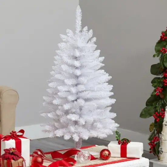 3ft. Pre-Lit White Artificial Christmas Tree, Warm White LED Lights {9}