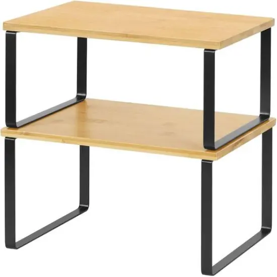 Bamboo Kitchen Cabinet & Counter Shelf Organizer Black {2}