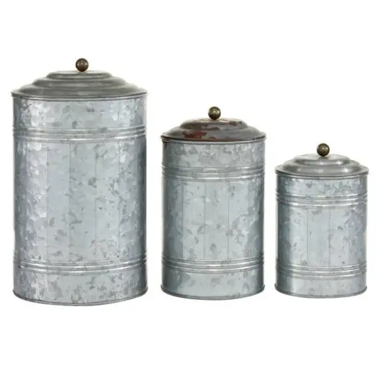 Gray Farmhouse Decorative Metal Cannister Set {6}