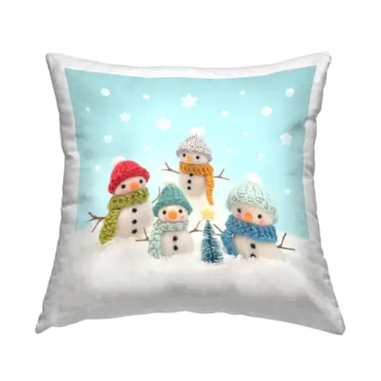 Stupell Industries Winter Snowmen & Snowflakes Throw Pillow {1}