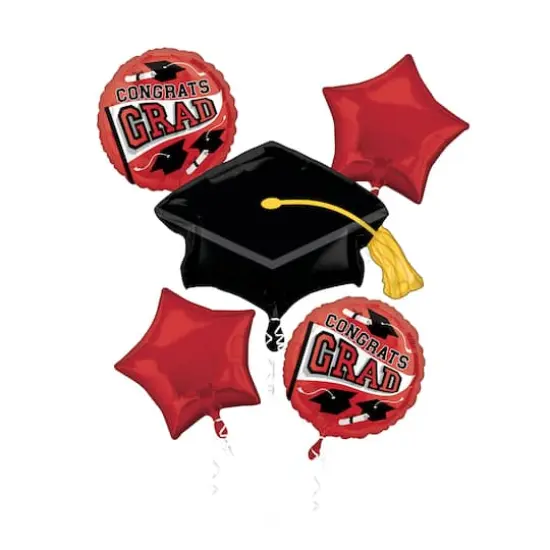 Red Congrats Grad Foil Balloon Bouquet {1}