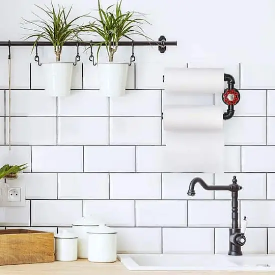 Black Iron Rustic Wall-Mounted Paper Towel Holder Stand {6}