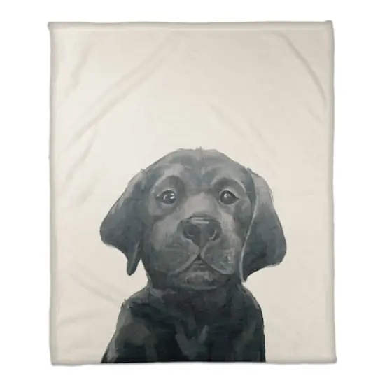 50" x 60" Black Lab Puppy Coral Fleece Blanket {1}