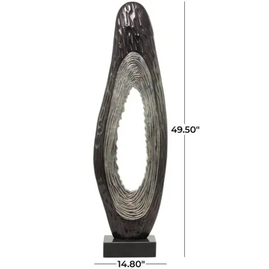49.5" Abstract Aluminum & Marble Teardrop Sculpture Black {6}