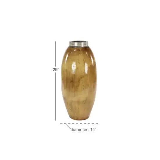 30" Brown Ceramic Rustic Vase {4}
