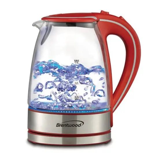 Brentwood 1.7L Red Cordless Tempered-Glass Electric Kettle {3}