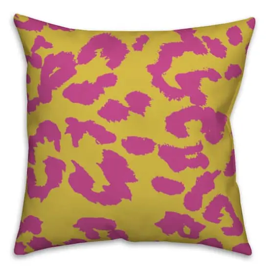 18" x 18" Leopard Print Indoor/Outdoor Throw Pillow Yellow/Pink {1}