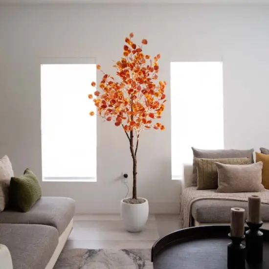 6ft. Pre-Lit LED Autumn Eucalyptus Artificial Fall Tree {3}