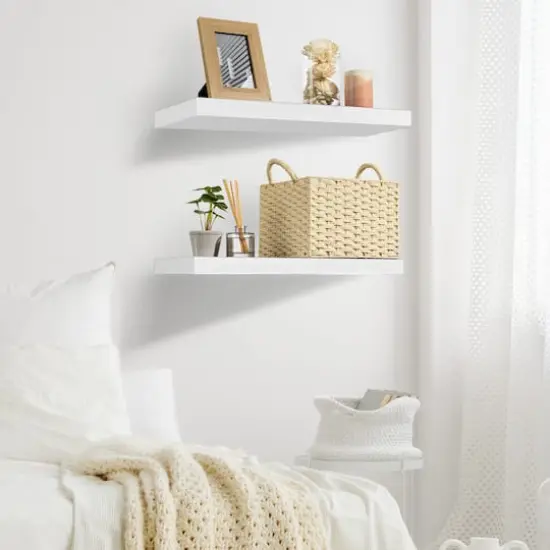 Sorbus 23.7" Extra Long Decorative Floating Shelves, 2ct. White {4}