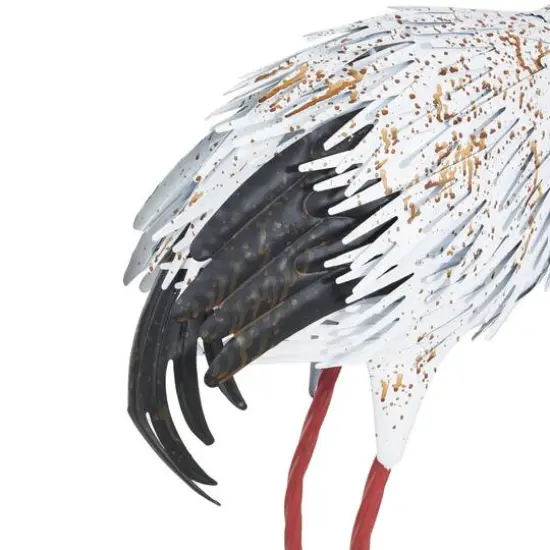 Tall White Textured Metal Crane Garden Sculpture Set {6}