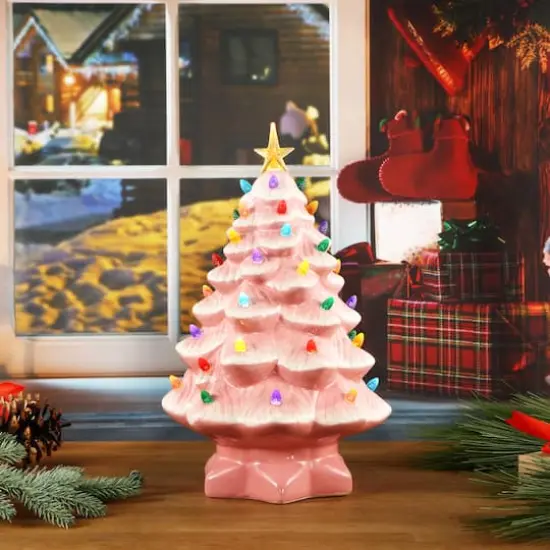 14" Pink Nostalgic Christmas Tree {3}