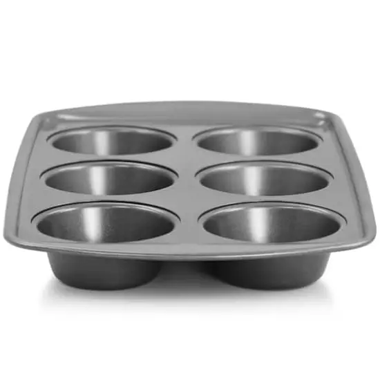 Gibson Baker's Friend Gray 6 Cup Nonstick Steel Muffin Pan {6}