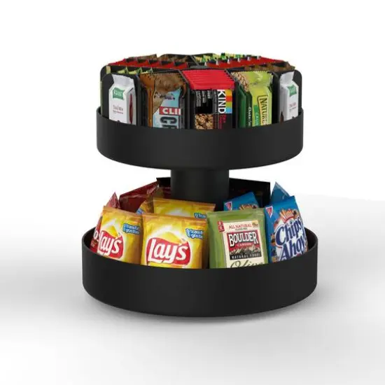 Mind Reader Black 2-Tier Lazy Susan Granola Bar and Snack Organizer {12}