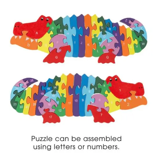 Toy Time Wooden Alphabet & Number Alligator 26 Piece Jigsaw Puzzle {4}