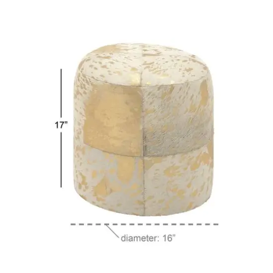 17" Gold Wood Glam Ottoman {3}