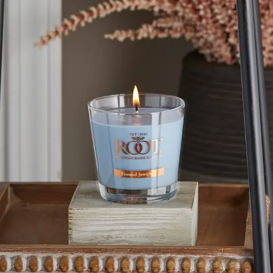 Root Candles 6.3oz. Small Scented Honeycomb Veriglass Jar Candle Frosted Juniper {3}