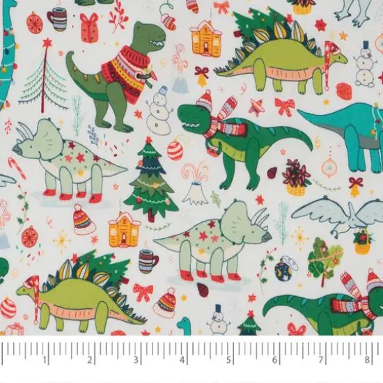 SINGER Christmas Festive Dino Cotton Fabric {3}