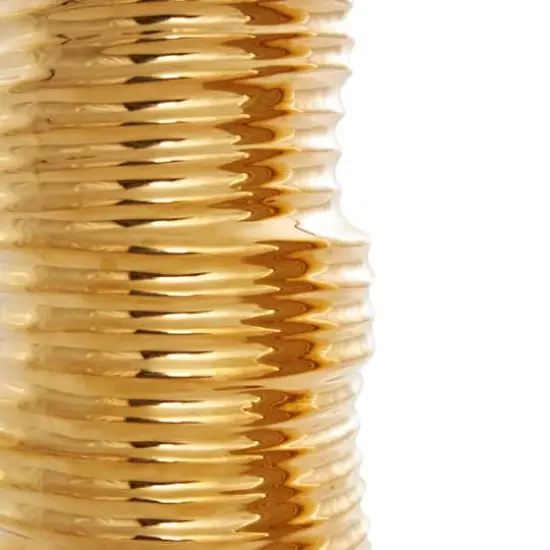 Gold Ceramic Dimensional Ribbed Vase Set {4}