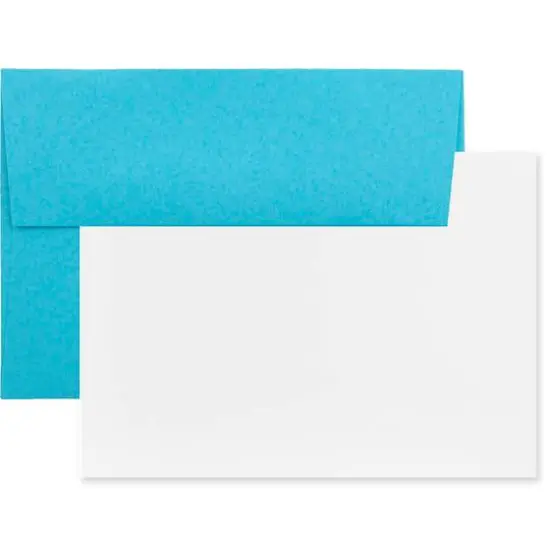 JAM Paper 5.25" x 7.25" Blank Flat Recycled Greeting Cards & Envelopes, 100ct. Brite Hue Blue {1}