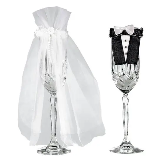 Bride & Groom Toasting Glass Formal Wear Set {3}