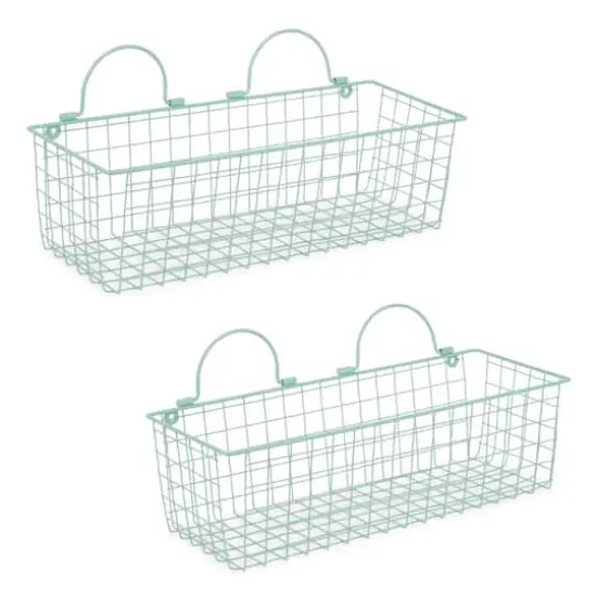 DII&reg; Medium Wire Wall Baskets, 2ct. Aqua {1}