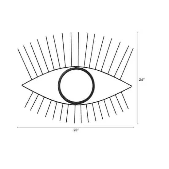 24" Black Metal Eye Wall Mirror {5}