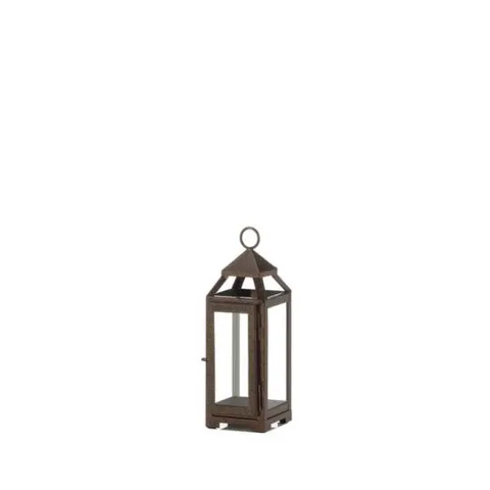 11" Iron & Glass Copper Lantern {1}