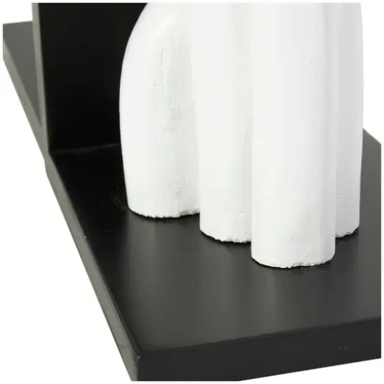 7" White MDF Abstract Layered Arched Bookends with Black Stands Set {6}