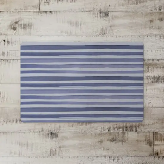 Watercolor Stripes Floor Mat Blue {3}