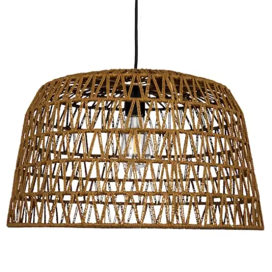 Hello Honey&reg; 19.5" Boho Open Weave Metal and Paper Rope Ceiling Light Brown {10}