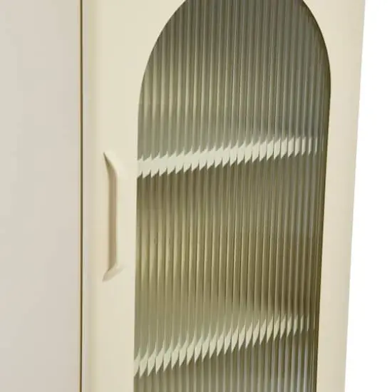 Hello Honey&reg; 40" Solstice Narrow Metal Accent Cabinet with Adjustable Storage Shelves and Arched Glass Door Cream {7}