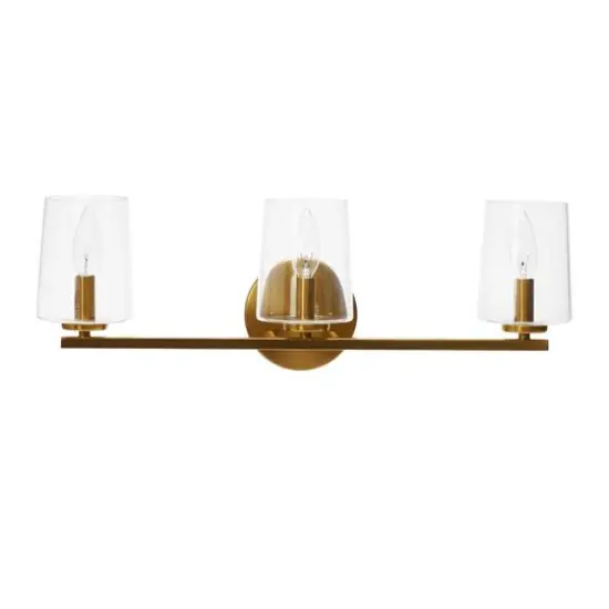 Hello Honey® Robert Stevenson Lighting Berkley Metal & Glass 3-Light Vanity Light Brushed Gold {1}