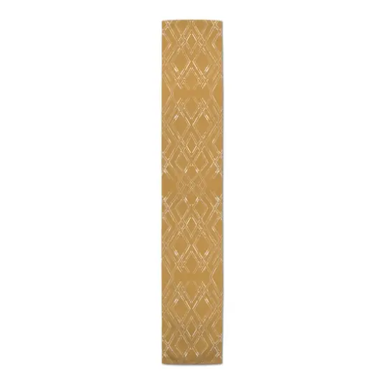 72" Diamond Cotton Twill Runner Gold/White {4}
