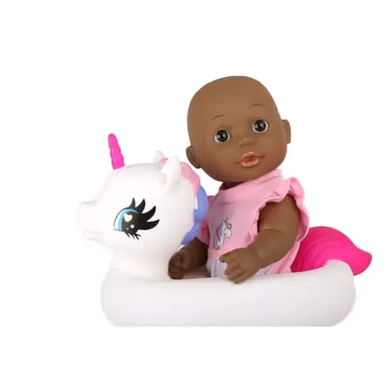 Dream Collection Bath Time 12" African American Baby Doll With Unicorn Floatie {4}