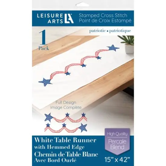 Leisure Arts&reg; Patriotic Table Runner Stamped Cross Stitch Kit {1}