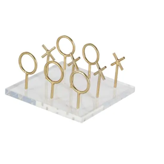 CosmoLiving by Cosmopolitan Gold & White Acrylic Glam Tic-Tac-Toe Game Set {4}