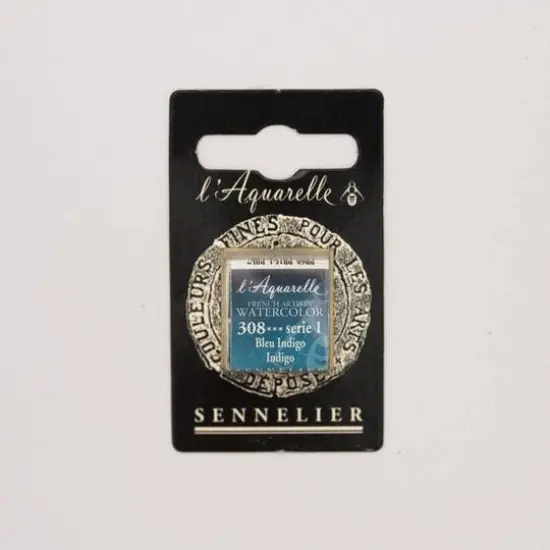 Sennelier French Artists' Watercolor Paint, Half Pan 308 Indigo {1}