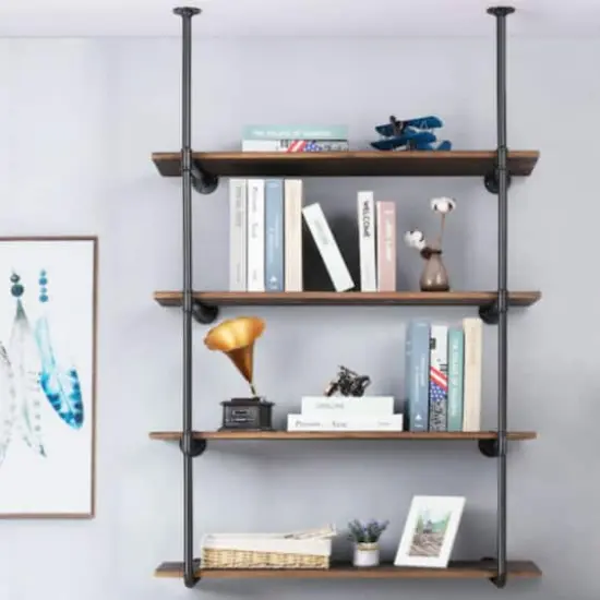 NEX&trade; 55" Black DIY Industrial Wall-Mounted Iron Pipe Open Bookshelf {7}