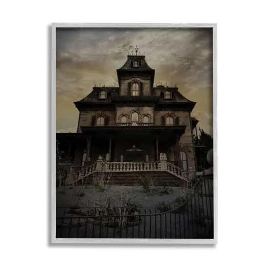 Stupell Industries Haunted House Landscape Framed Giclee Art Gray {1}