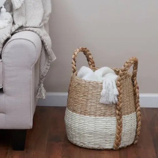 Household Essentials Cattail & Paper Terra Basket White {4}