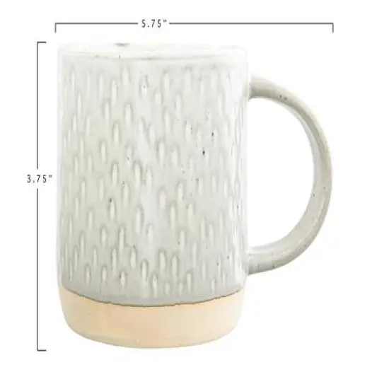 Hello Honey® Cream Debossed Reactive Glaze Stoneware Mug Set {6}
