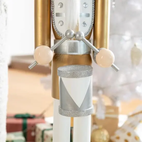 Glitzhome&reg; 42" Gold & White Christmas Nutcracker  {6}