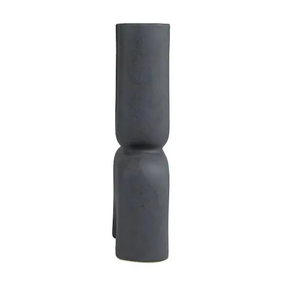 15" Black Ceramic U-Shaped Abstract Vase {3}