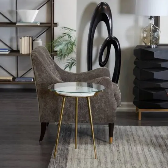 White Aluminum Glam Accent Table, 19" x 20" x 23" {8}