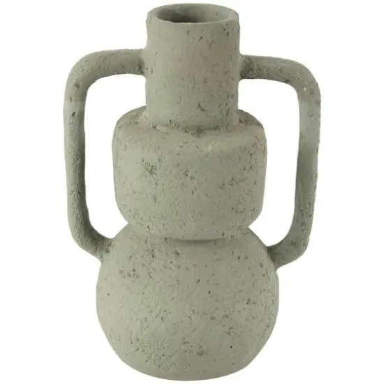 14" Light Gray Paper Mache Textured Vase {1}