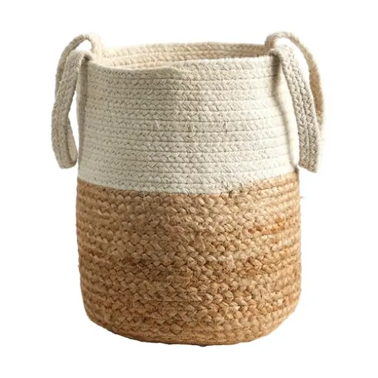 12.5" Handmade Natural Jute & Cotton Basket Planter {1}